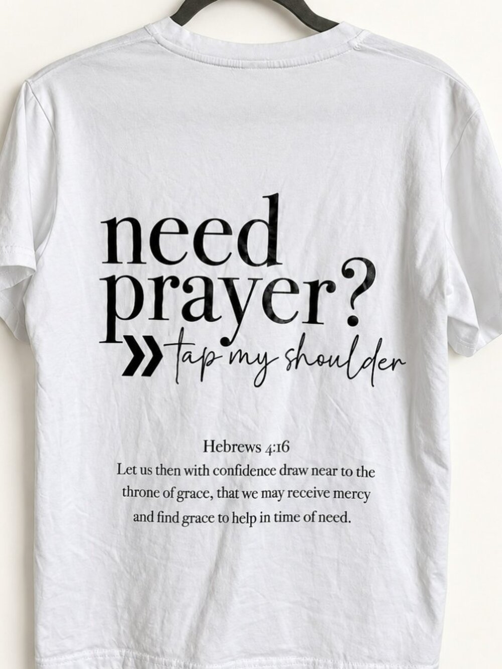 White Need Prayer Faith Graphic V-Neck Tee